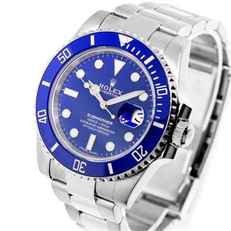 rolex submariner smurf white gold|Rolex Submariner gold blue dial.